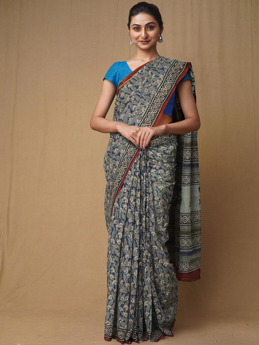 

Unnati Silks Pure Cotton Handloom Kota Saree, Blue
