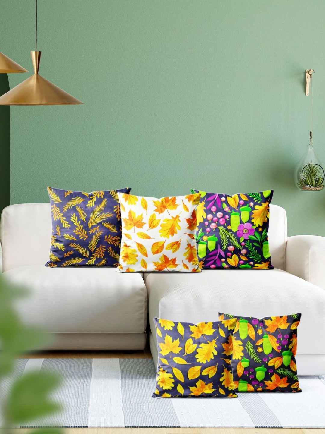 

ArtzFolio Multicoloured Set of 5 Square Cushion Covers, Multi