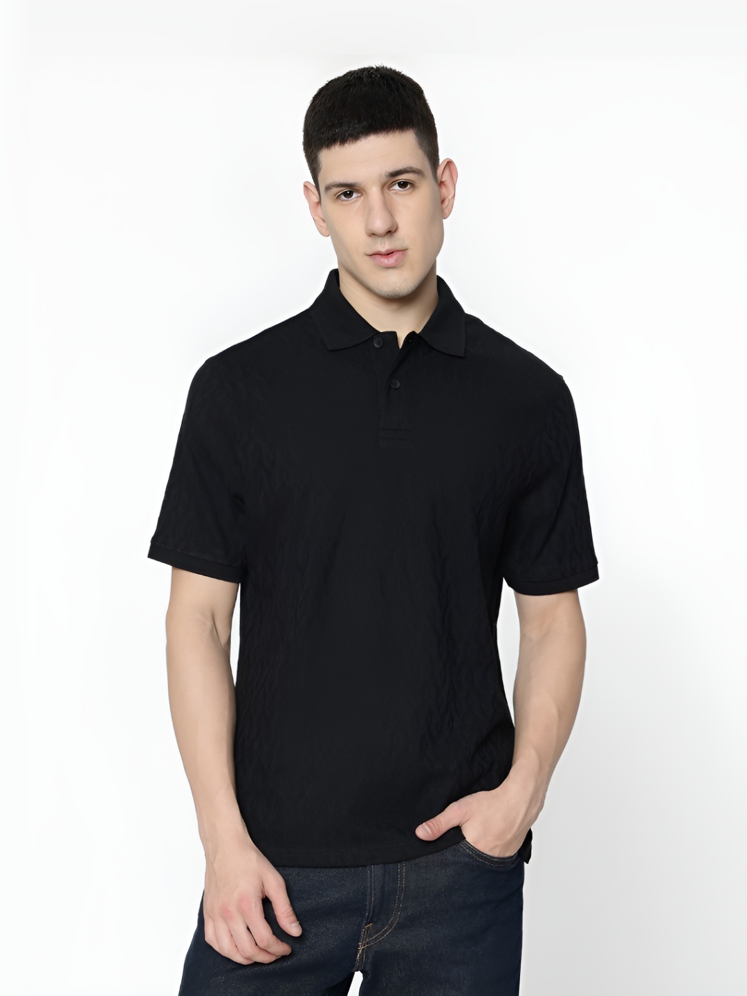 

Marks & Spencer Men Polo Collar Pockets T-shirt, Black