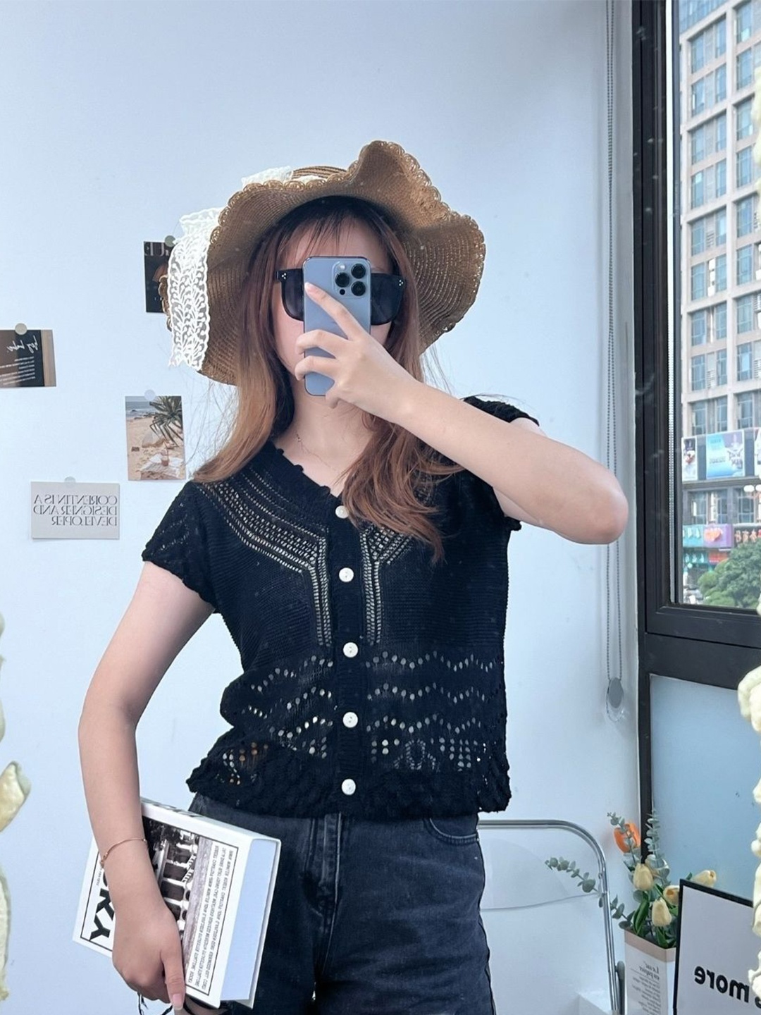 

KPOP Women V-Neck Top, Black
