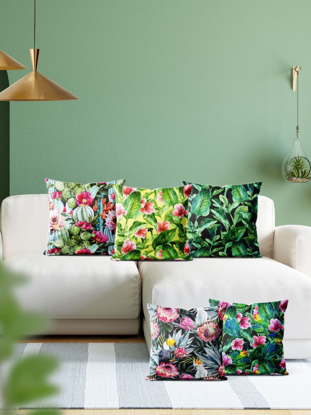 

ArtzFolio Multicoloured Set of 5 Square Cushion Covers, Multi