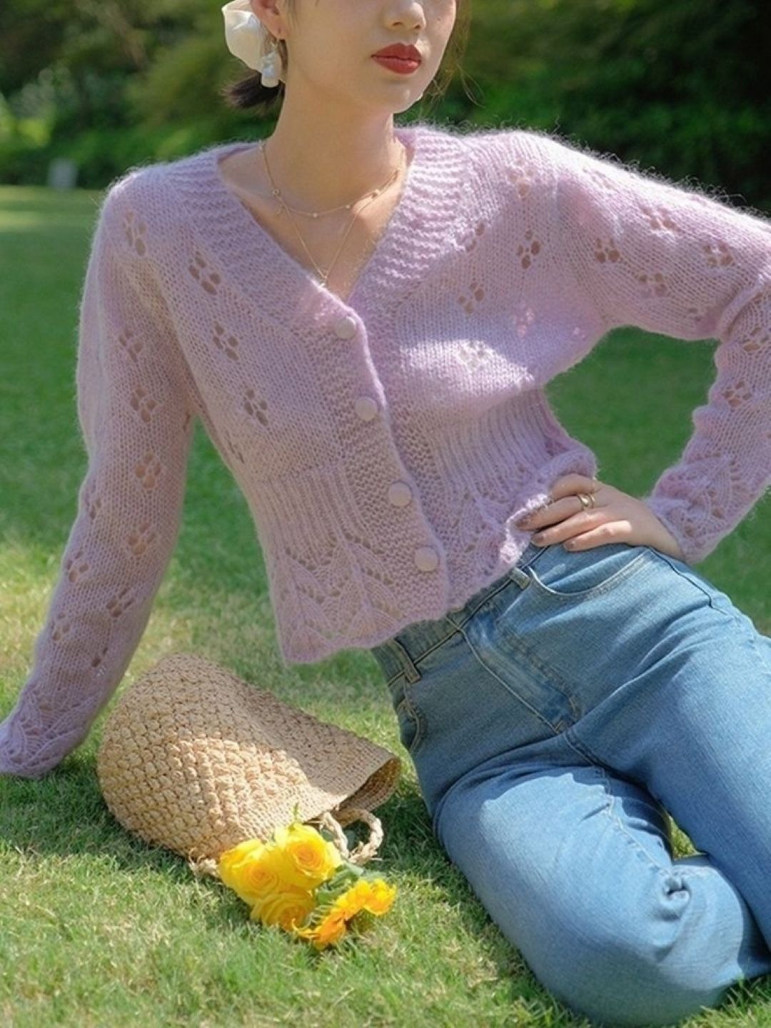 

KPOP Women V-Neck Top, Purple