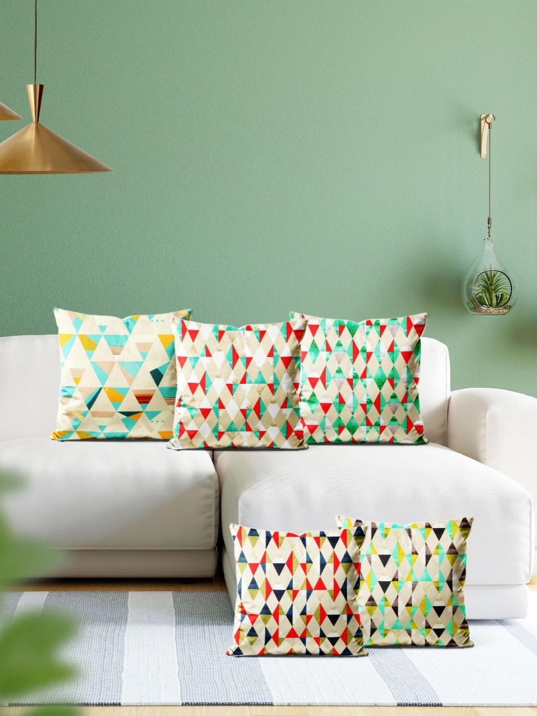 

ArtzFolio Multicoloured Set of 5 Velvet Square Cushion Covers, Multi