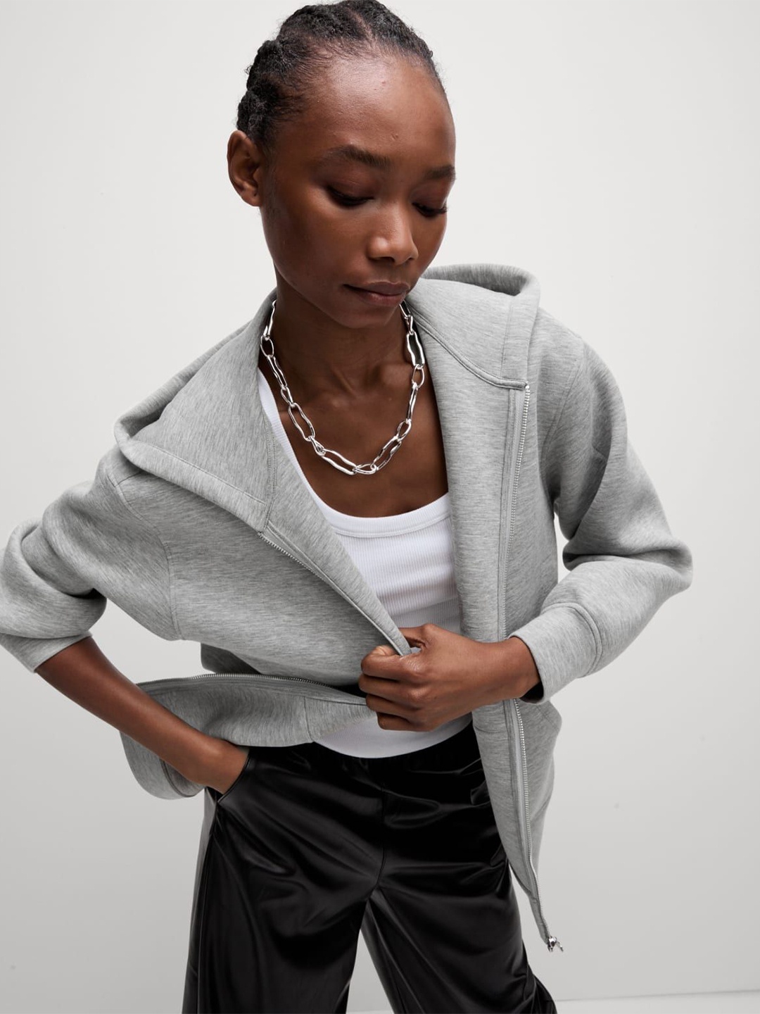 

Marks & Spencer Women Hooded Sweatshirt, Grey