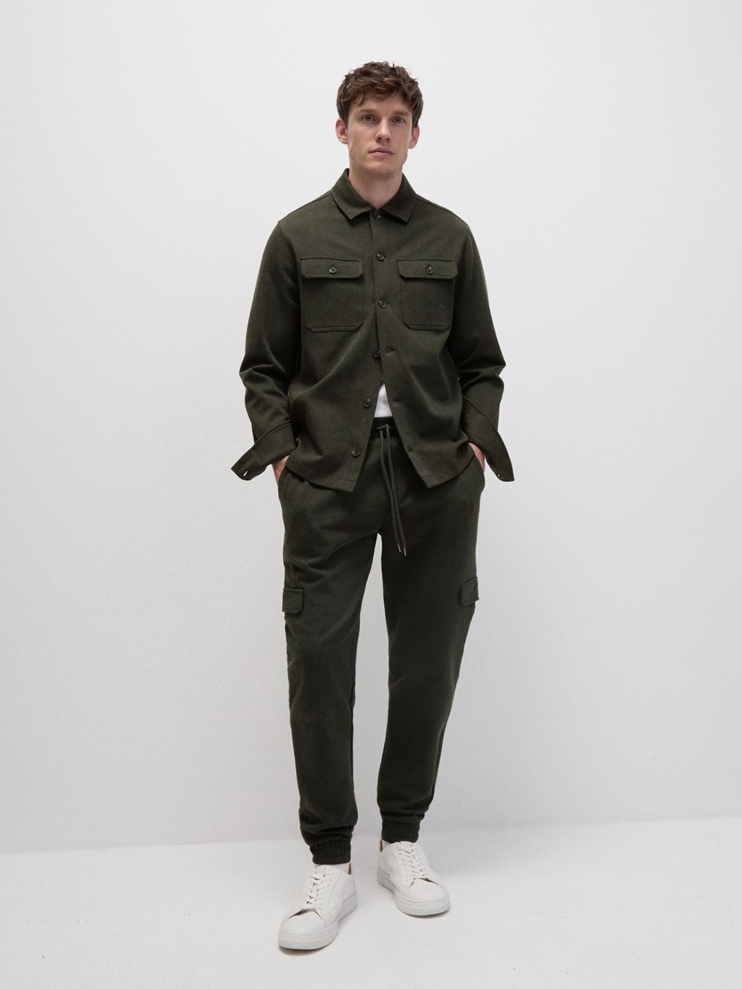

Marks & Spencer Men Spread Collar Solid Cotton Casual Shirt, Green