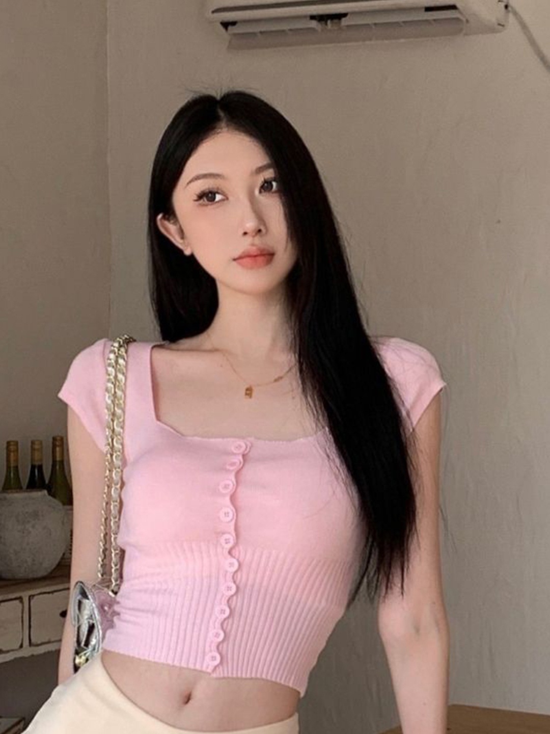 

KPOP Women Crop Top, Pink