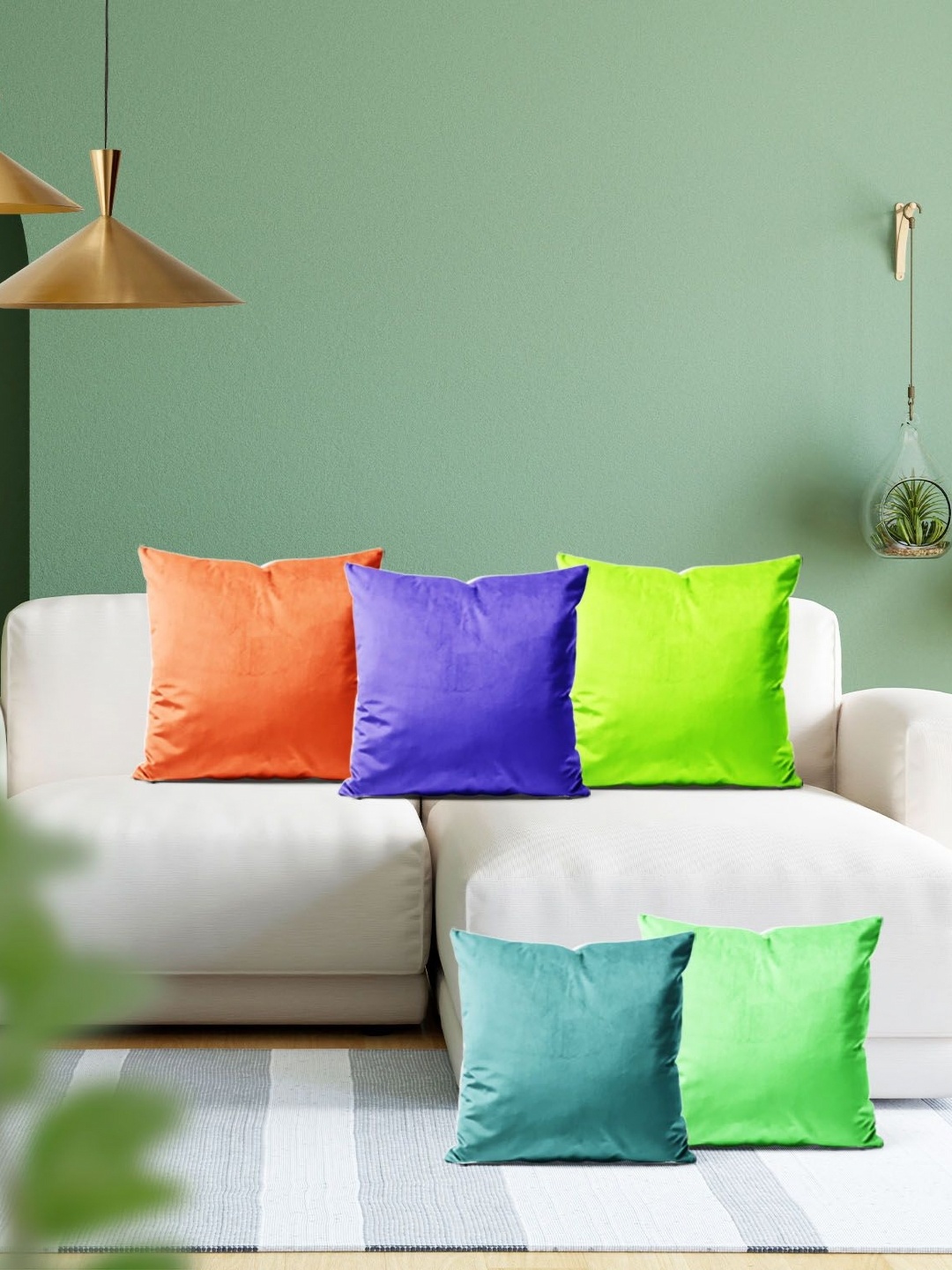 

ArtzFolio Multicoloured Set of 5 Velvet Square Cushion Covers, Multi