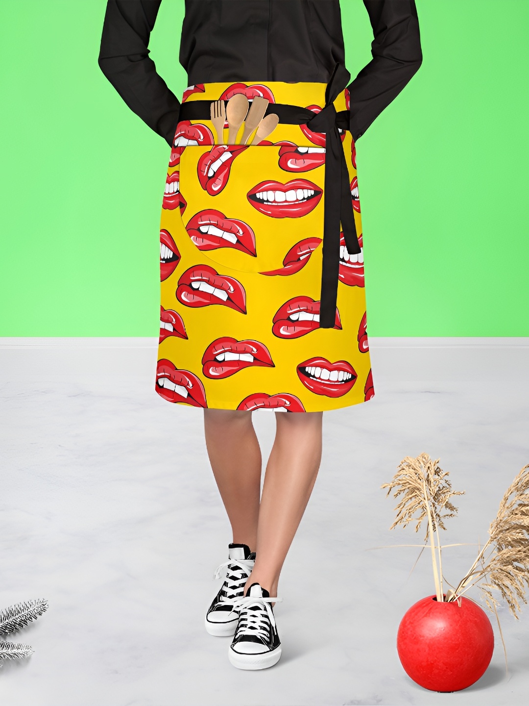 

ArtzFolio Yellow & Red Printed Cotton Aprons