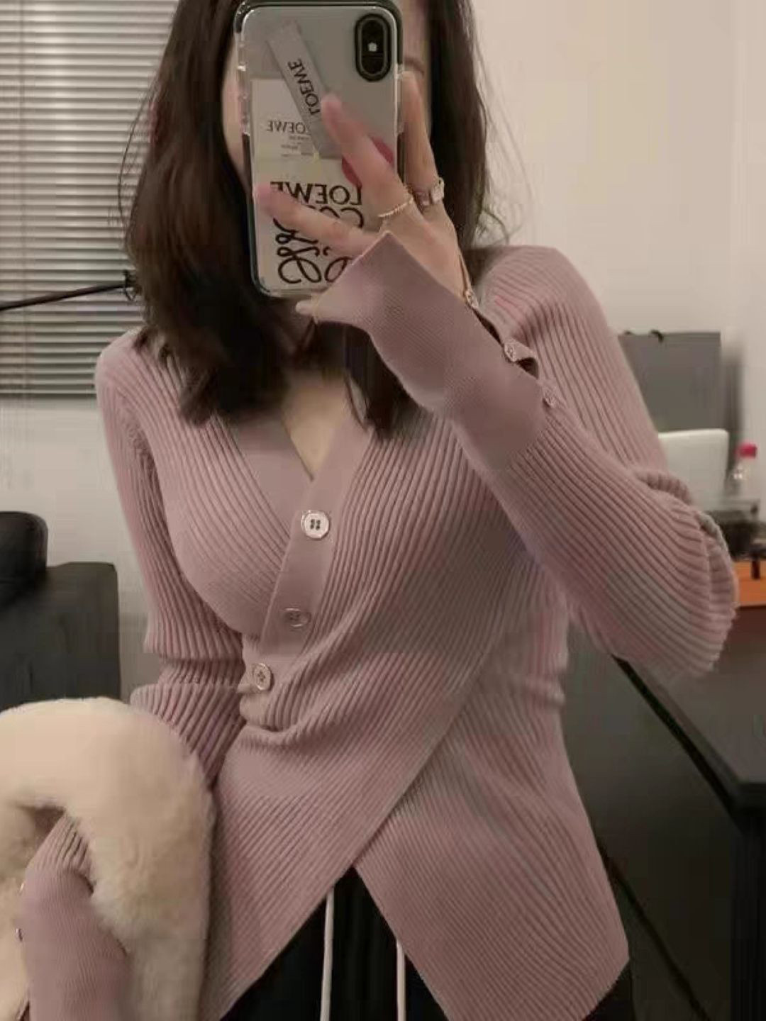 

HERE&NOW Women Striped Long Sleeves Shirt Style Top, Pink