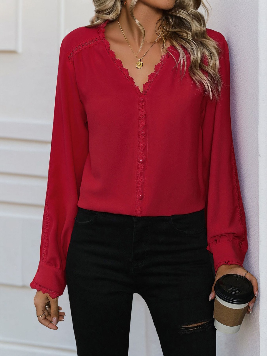 

StyleCast Women V-Neck Shirt Style Top, Maroon