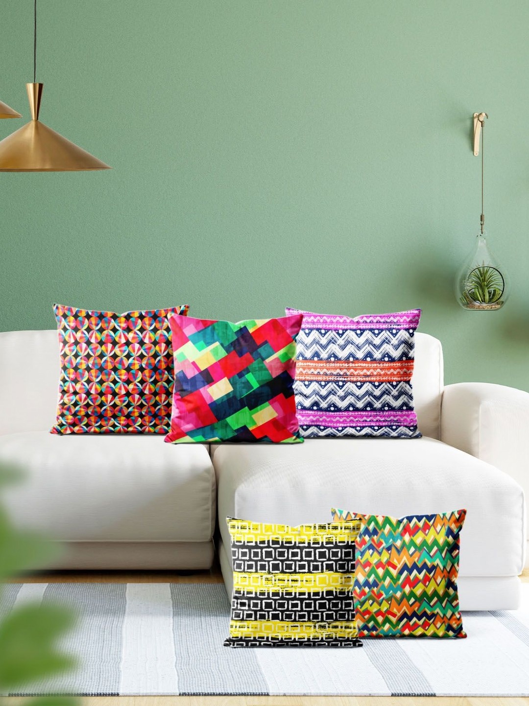 

ArtzFolio Multicoloured Set of 5 Velvet Square Cushion Covers, Multi