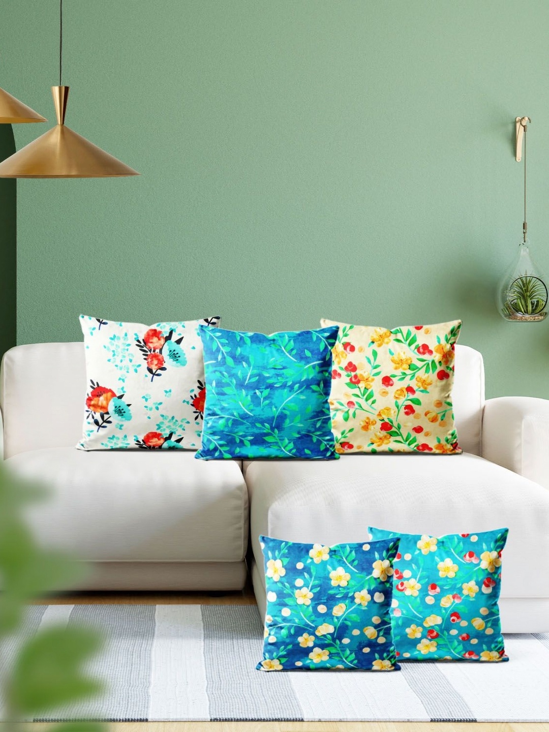 

ArtzFolio Multicoloured Set of 5 Square Cushion Covers, Multi