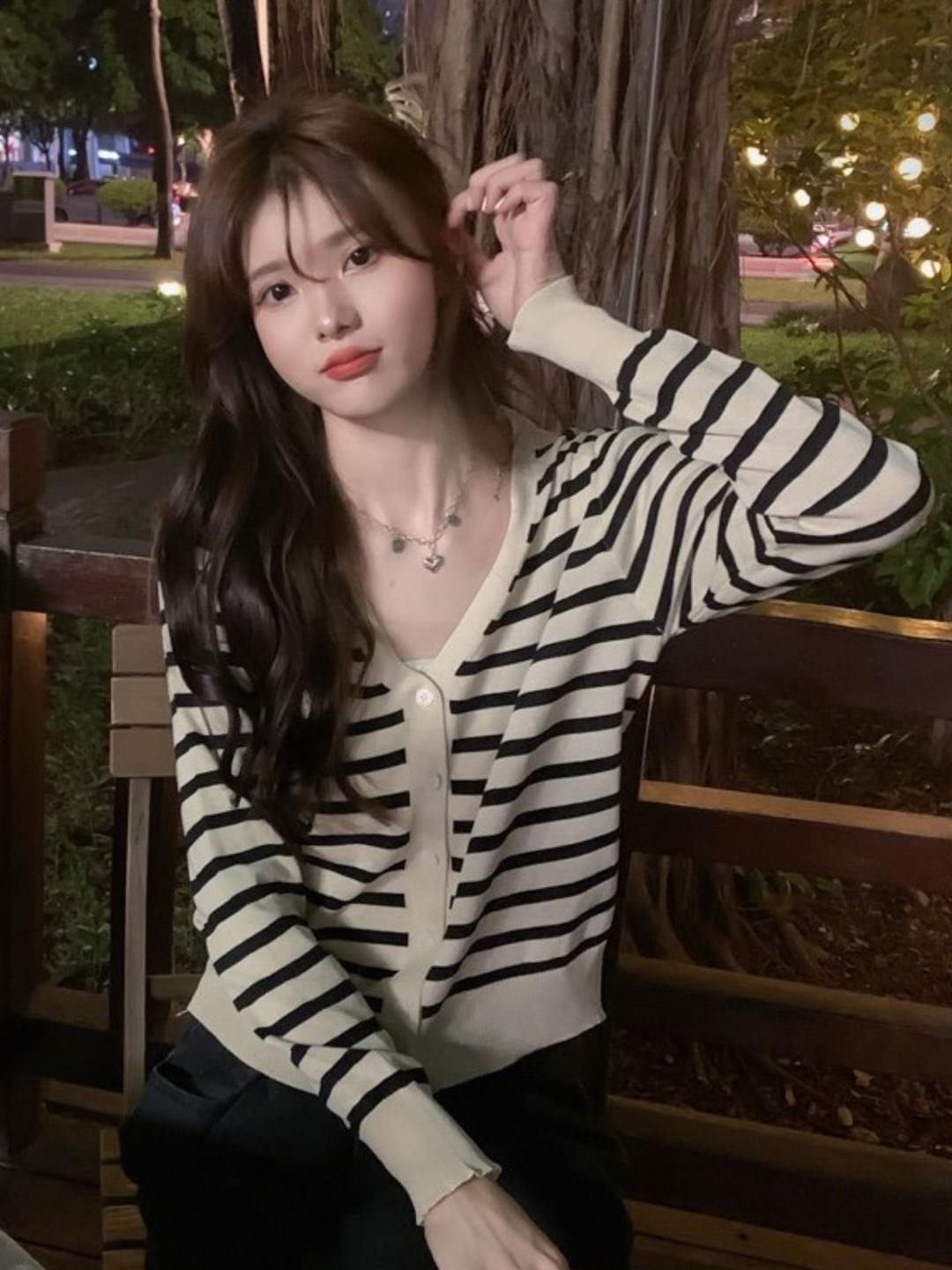 

HERE&NOW Striped Regular Top, Cream