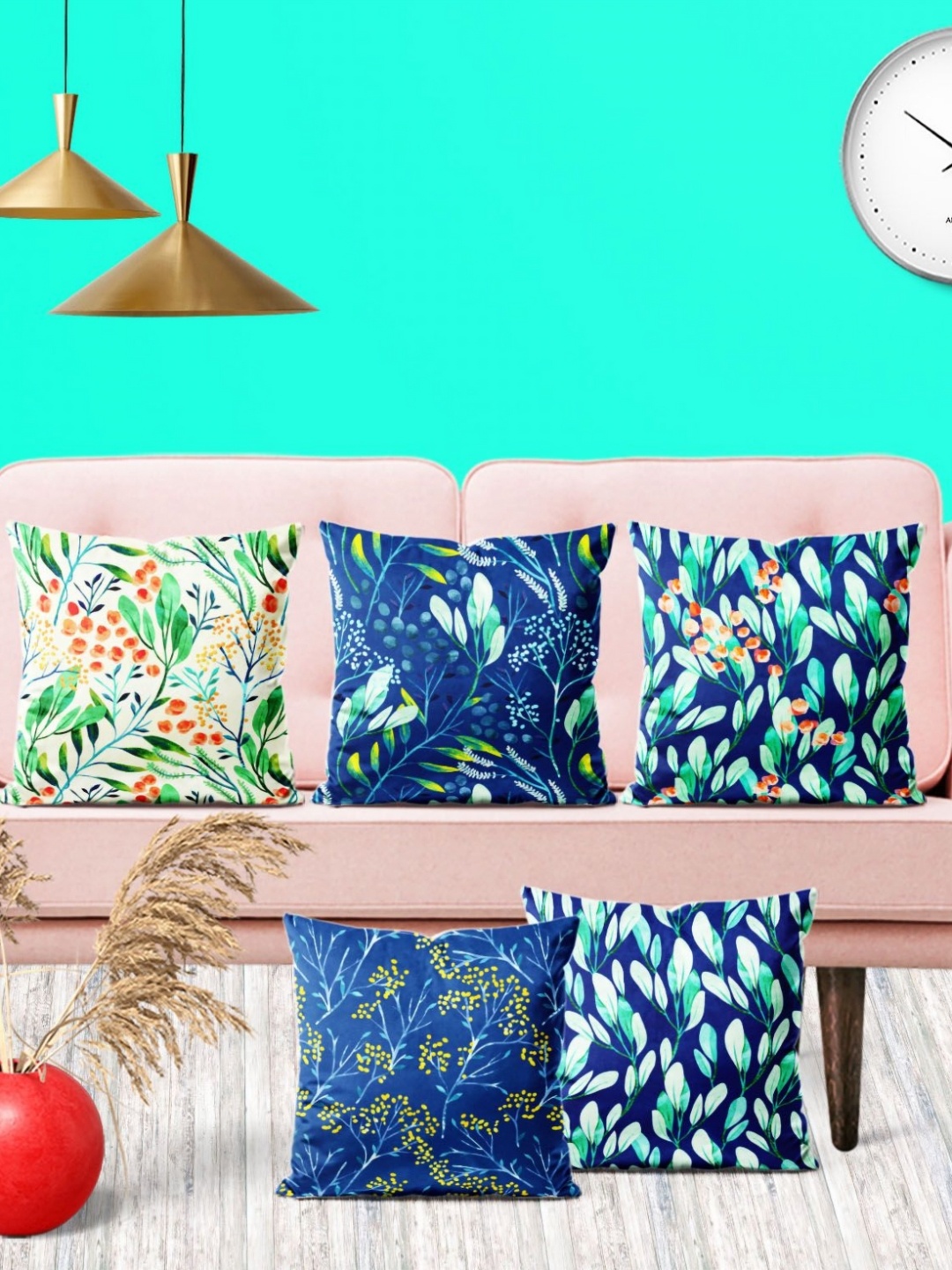 

ArtzFolio Multicoloured Set of 5 Square Cushion Covers, Multi