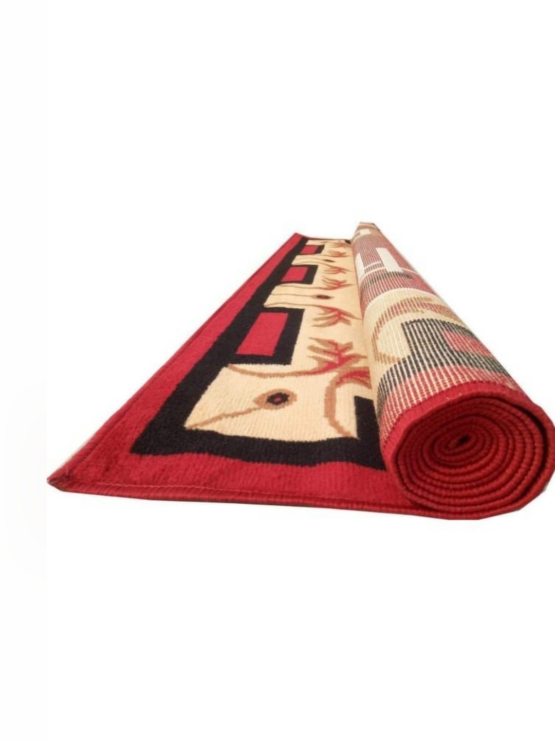 

Samjeeda Handloom carpets Red Geometric Anti-Skid Woollen Carpet