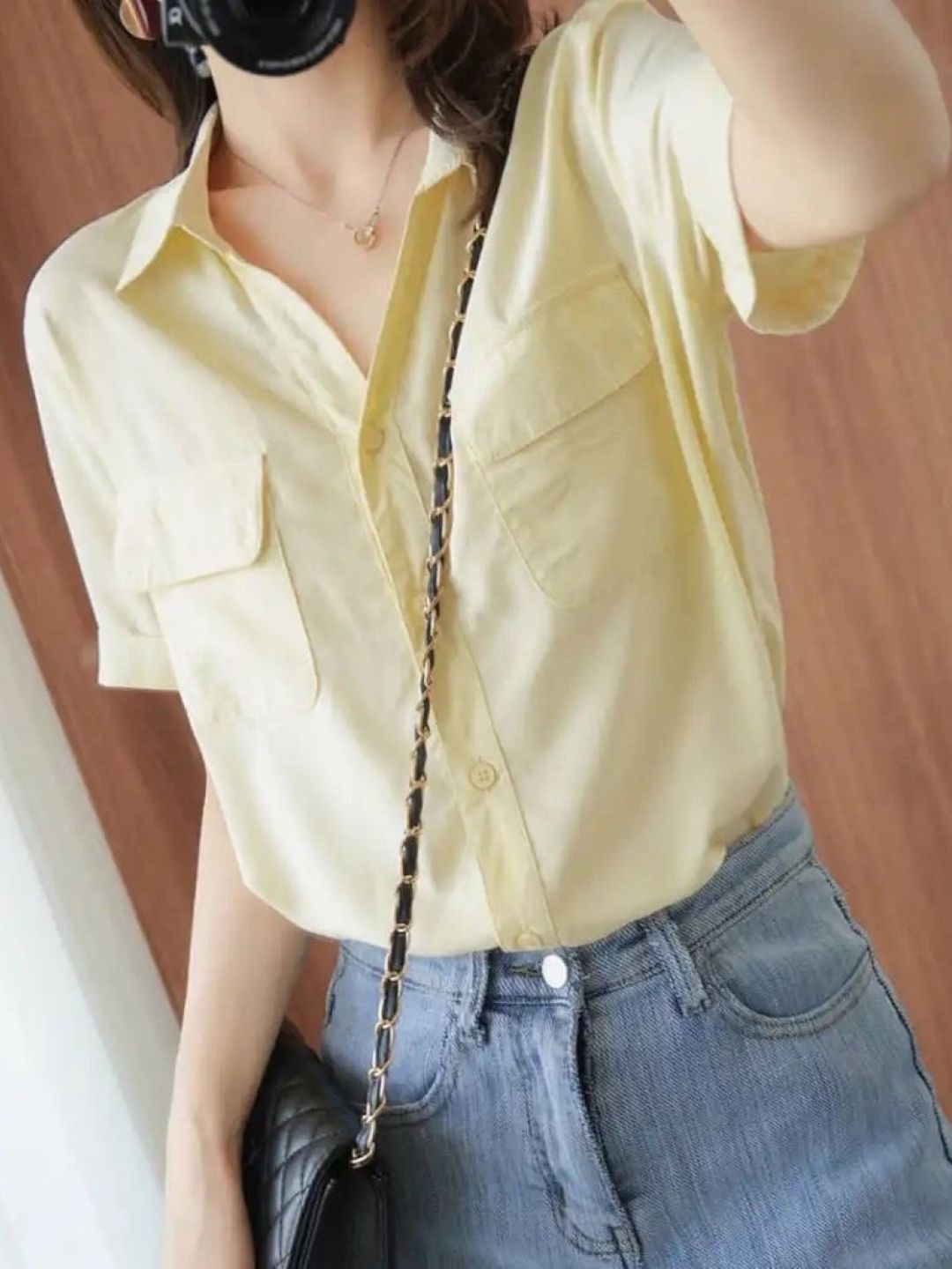 

StyleCast Short Sleeves Solid Shirt Style Top, Yellow