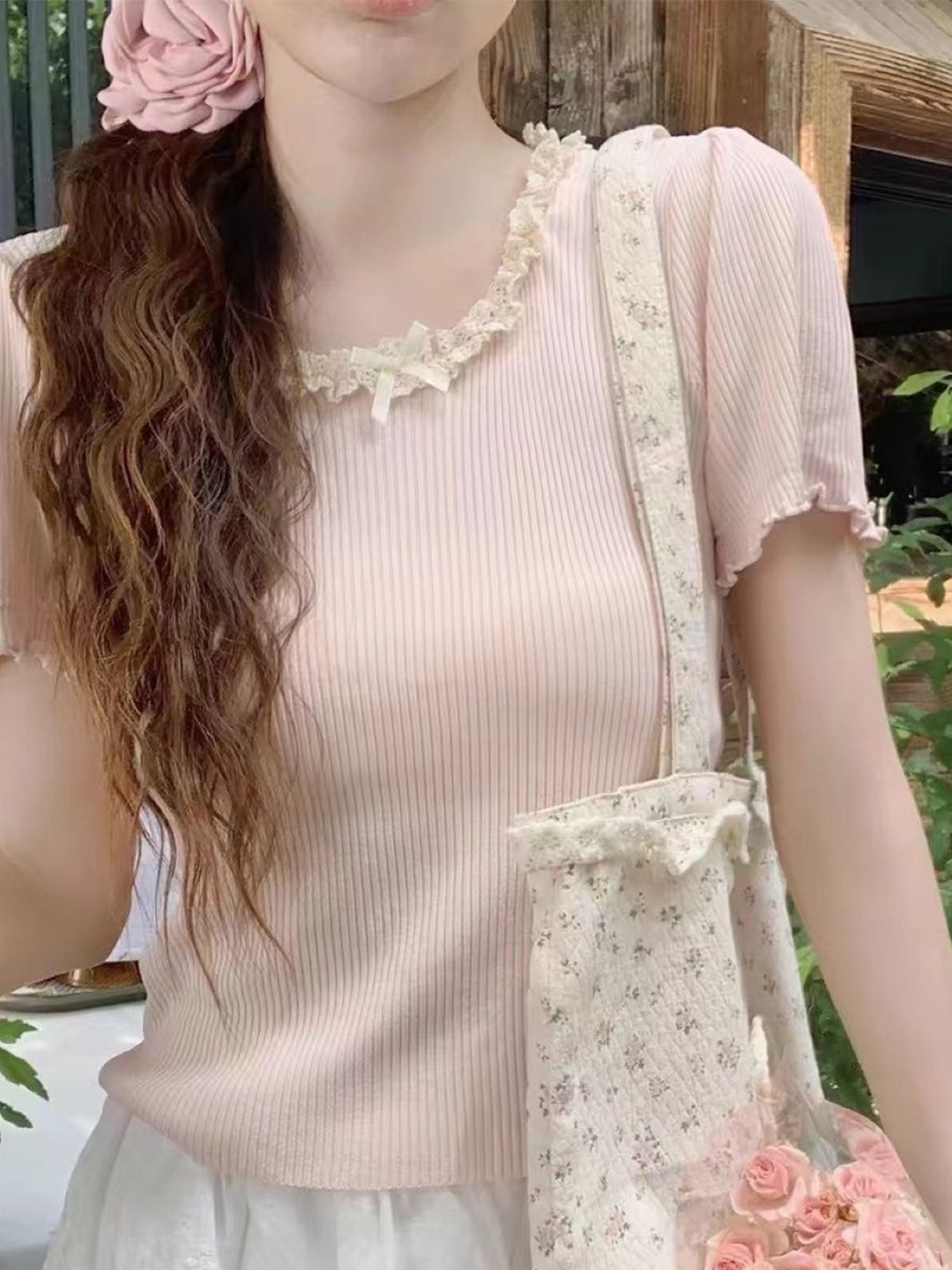 

KPOP Women Round Neck Top, Khaki