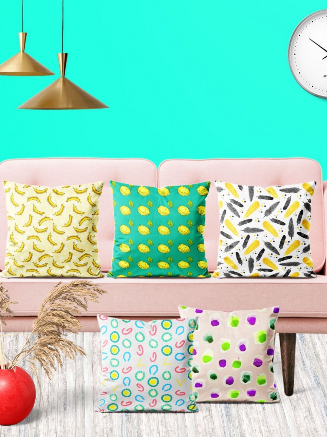 

ArtzFolio Multicoloured Set of 5 Square Cushion Covers, Multi