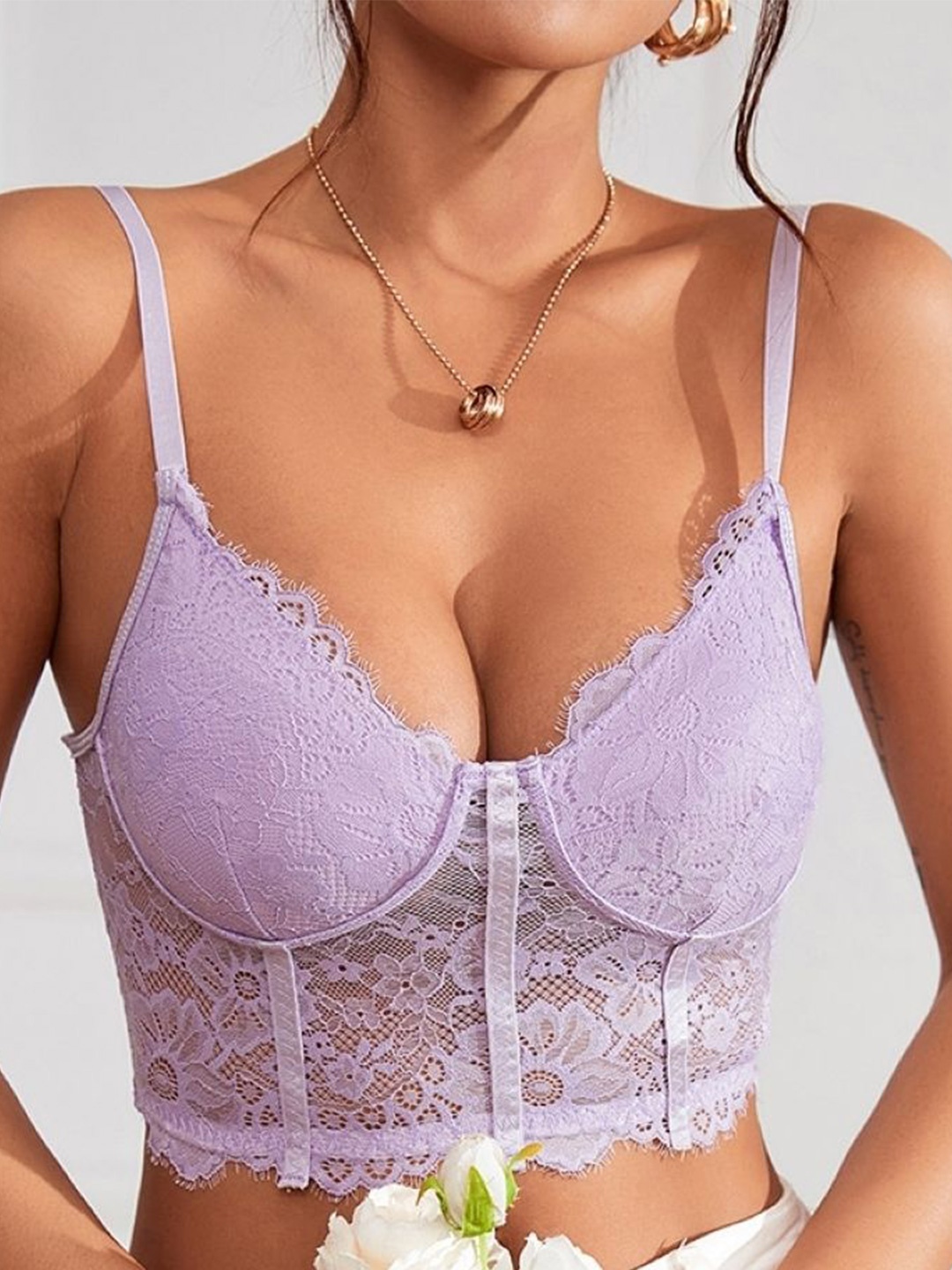 

HERE&NOW Women Bralette Crop Top, Purple