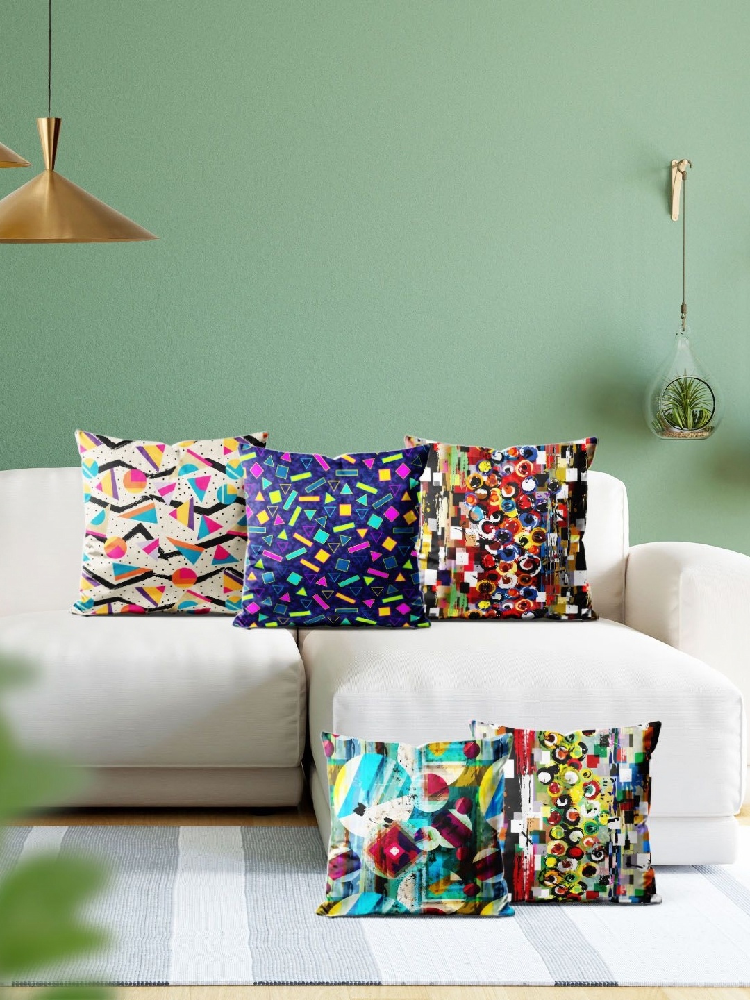 

ArtzFolio Multicoloured Set of 5 Square Cushion Covers, Multi