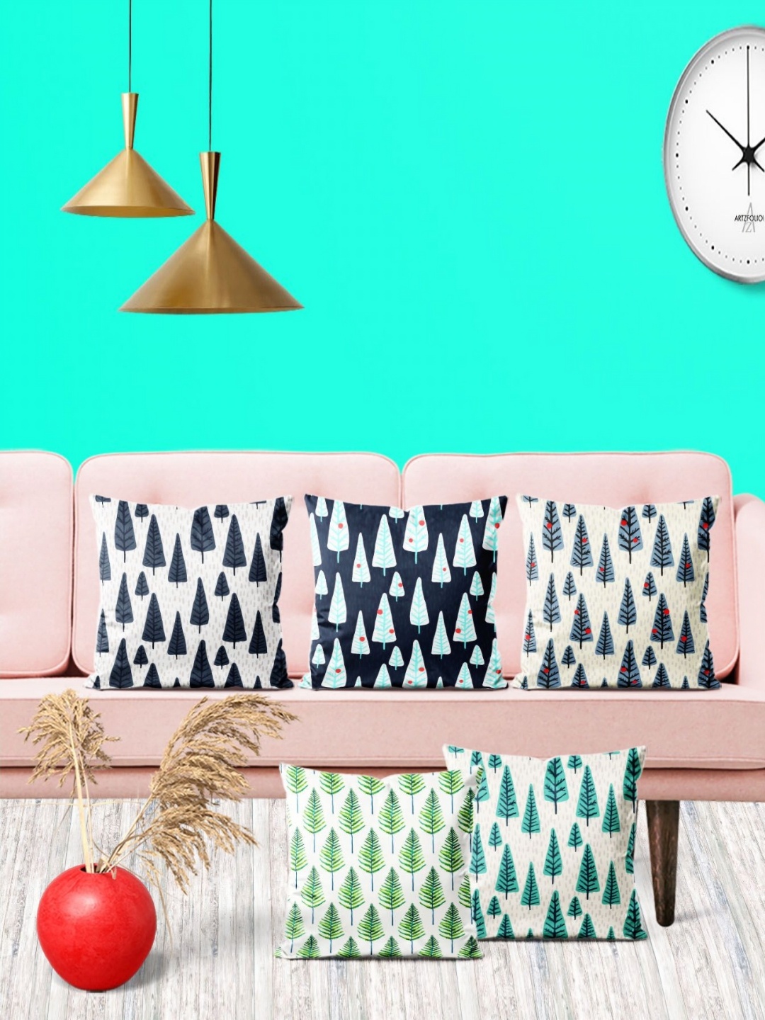 

ArtzFolio Multicoloured Set of 5 Square Cushion Covers, Multi
