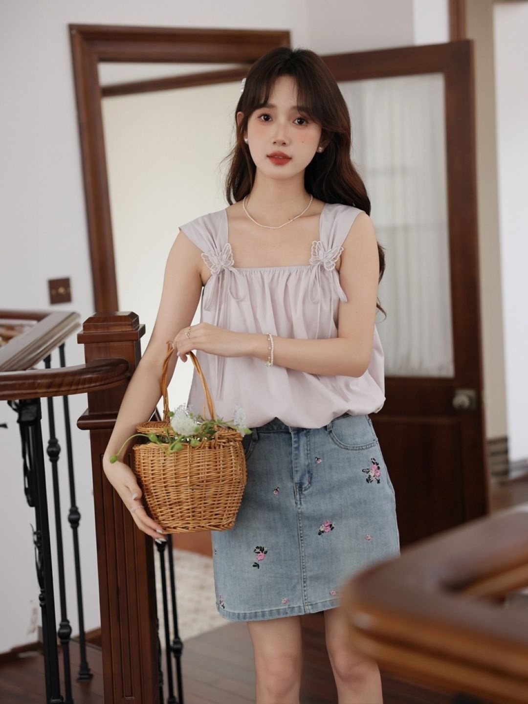 

KPOP Solid Square Neck Top, Purple