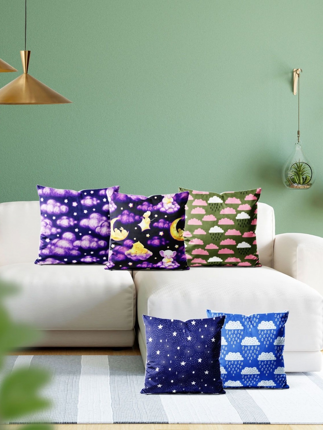 

ArtzFolio Multicoloured Set of 5 Square Cushion Covers, Multi