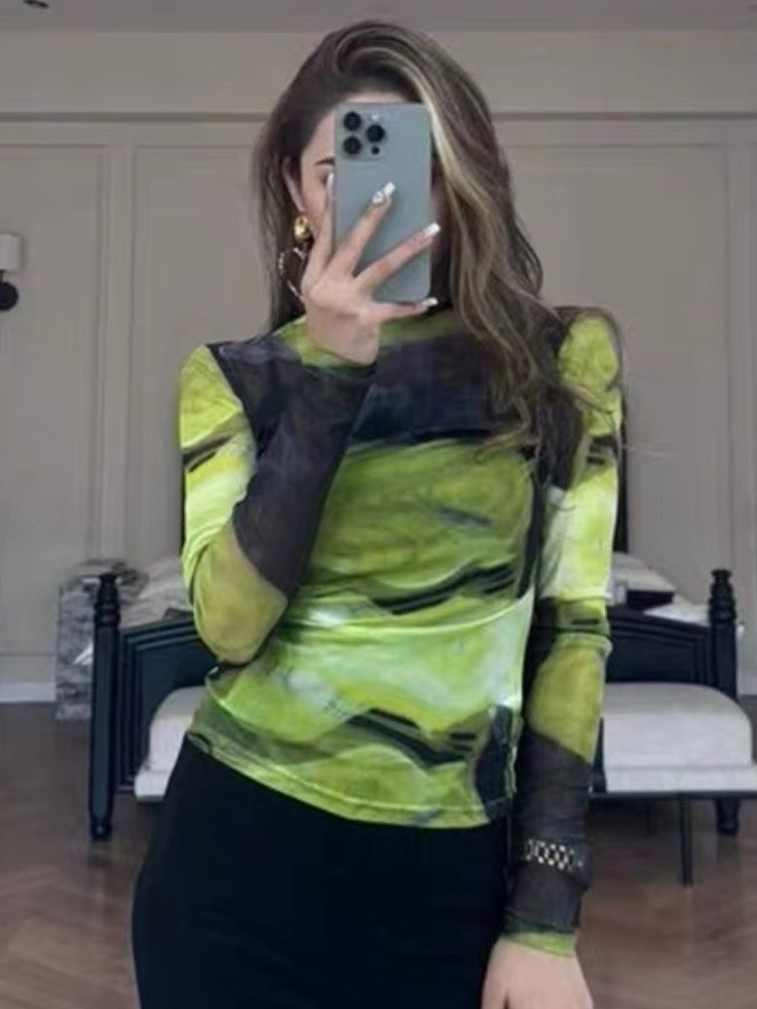 

HERE&NOW Women Abstract Print Top, Green