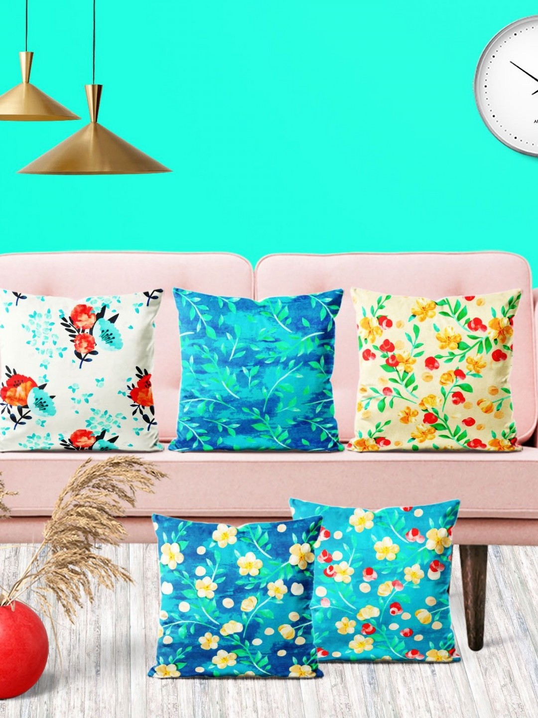 

ArtzFolio Multicoloured Set of 5 Square Cushion Covers, Multi