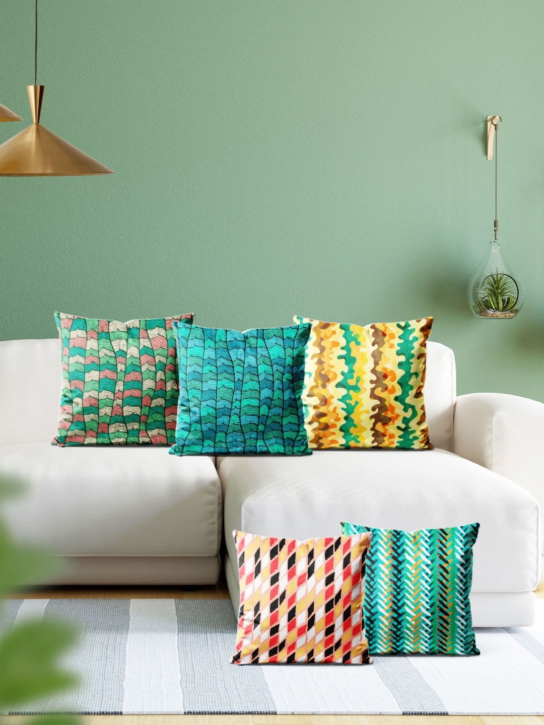 

ArtzFolio Multicoloured Set of 5 Velvet Square Cushion Covers, Multi