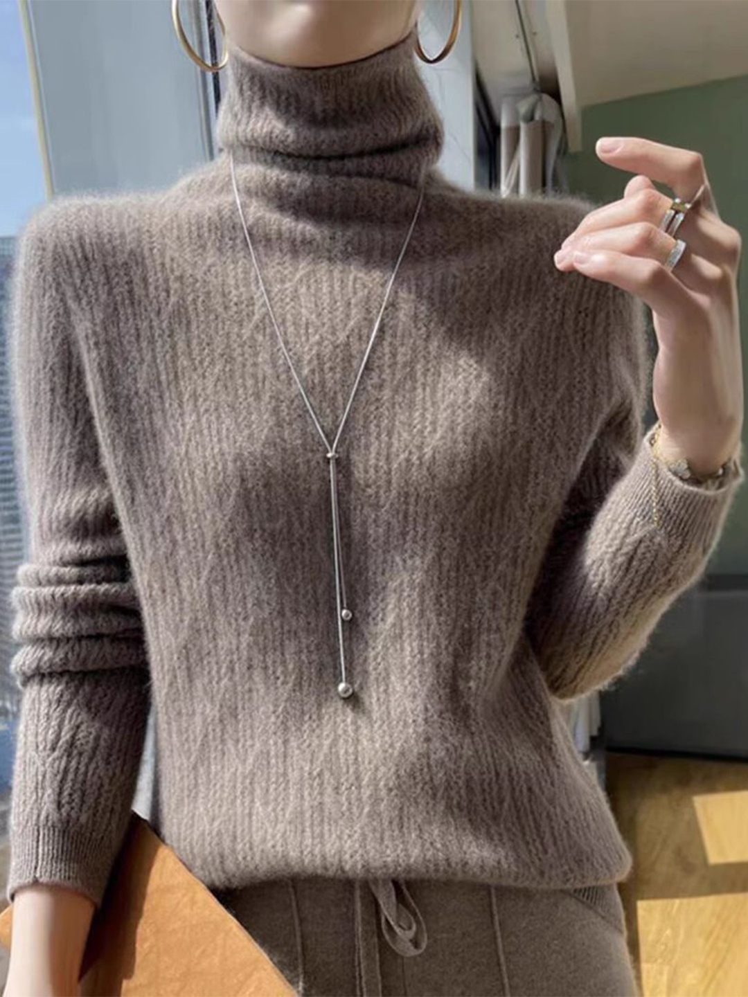 

StyleCast Women Turtle Neck Pullover Sweaters, Grey