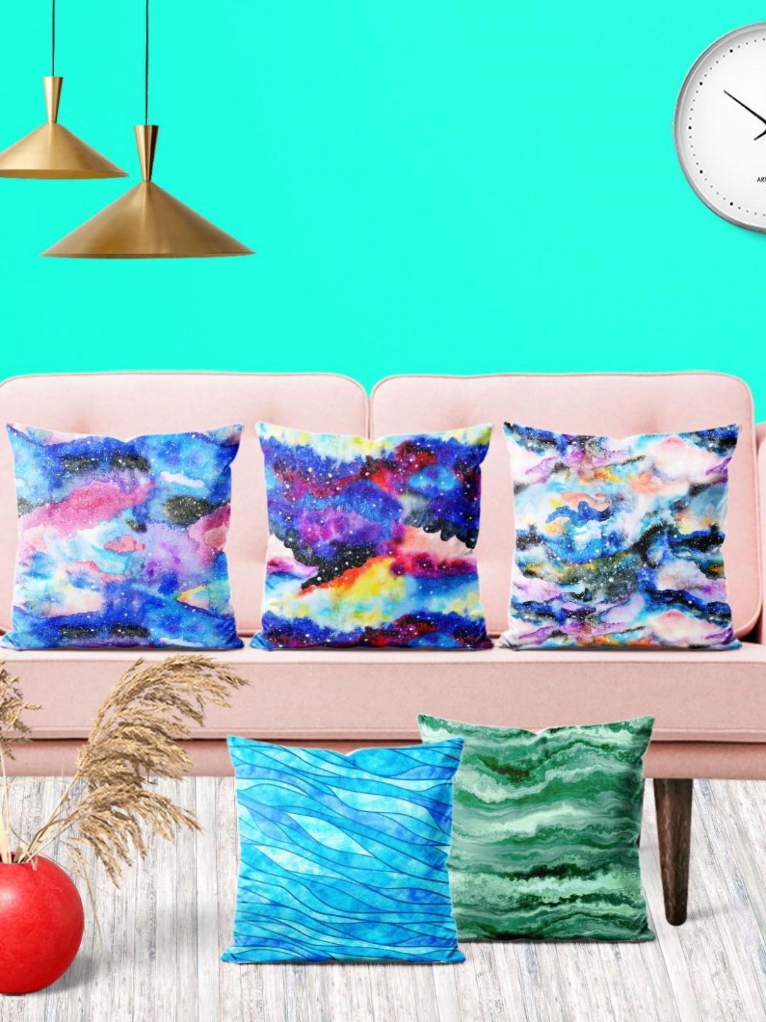 

ArtzFolio Multicoloured Set of 5 Square Cushion Covers, Multi