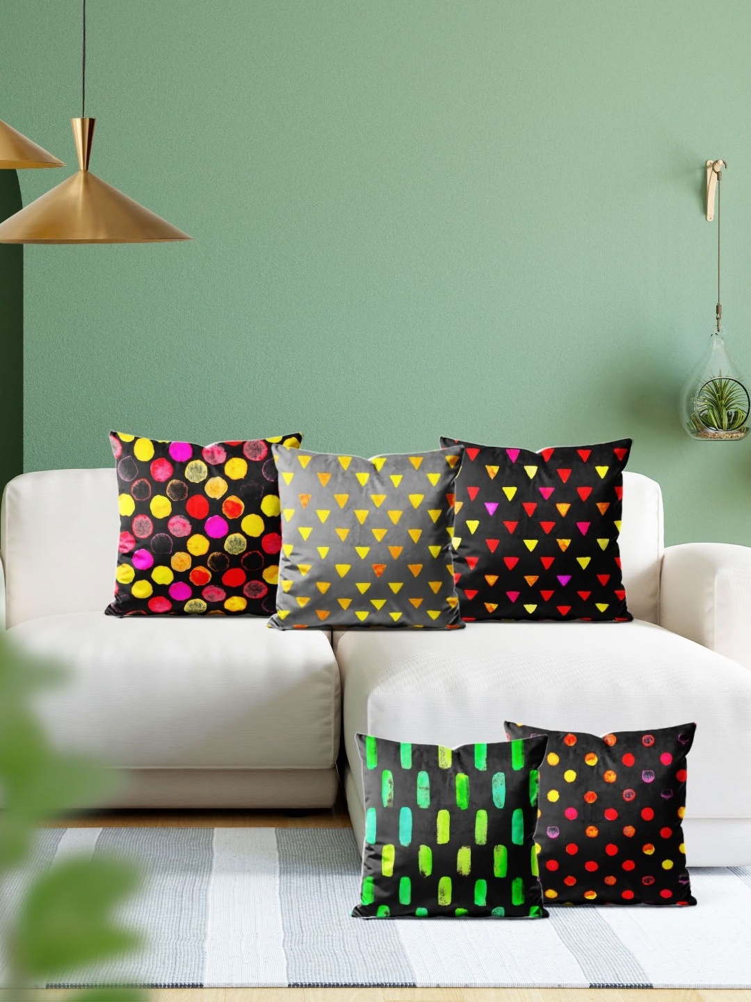 

ArtzFolio Multicoloured Set of 5 Velvet Square Cushion Covers, Multi