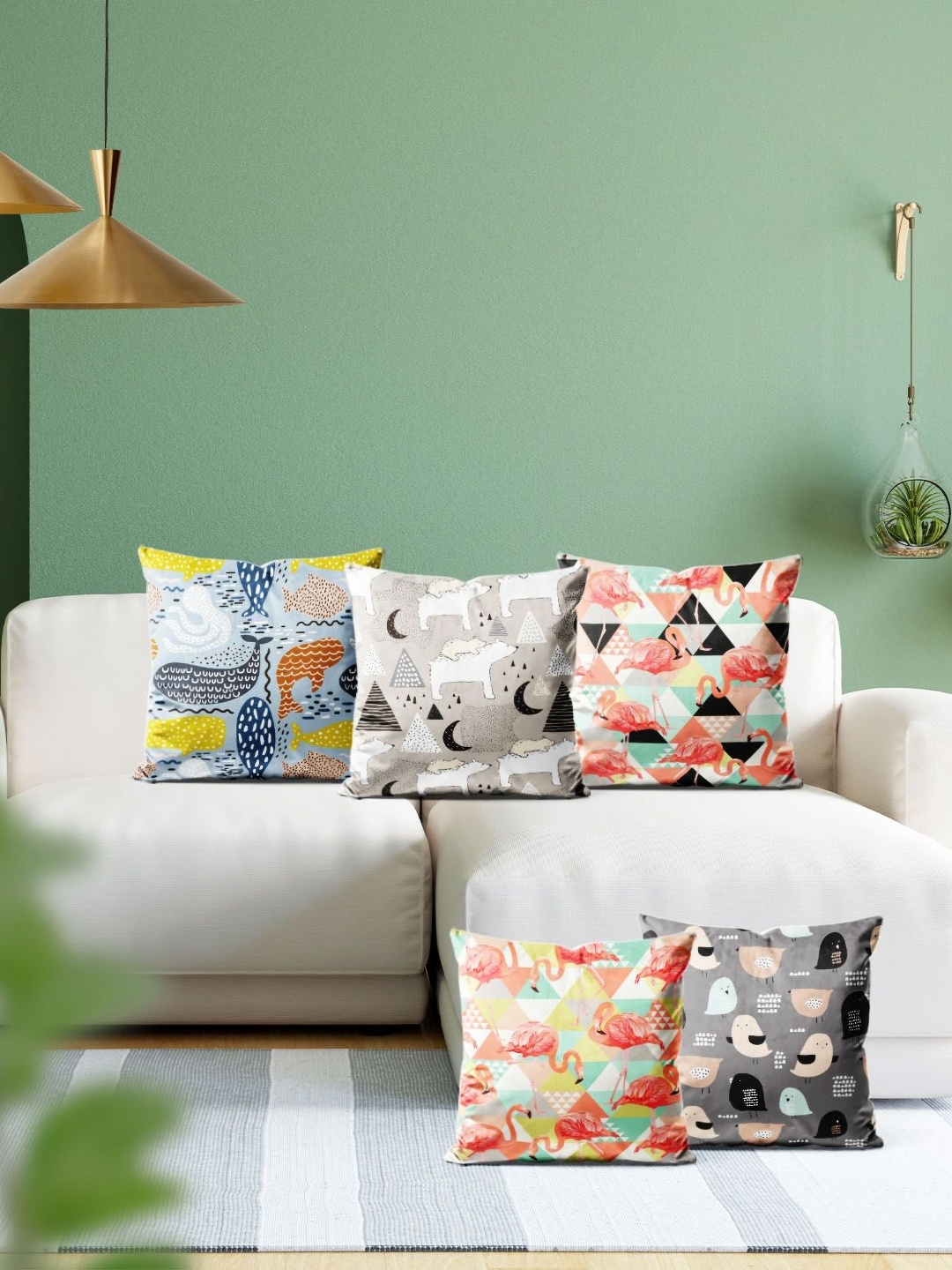 

ArtzFolio Multicoloured Set of 5 Velvet Square Cushion Covers, Multi