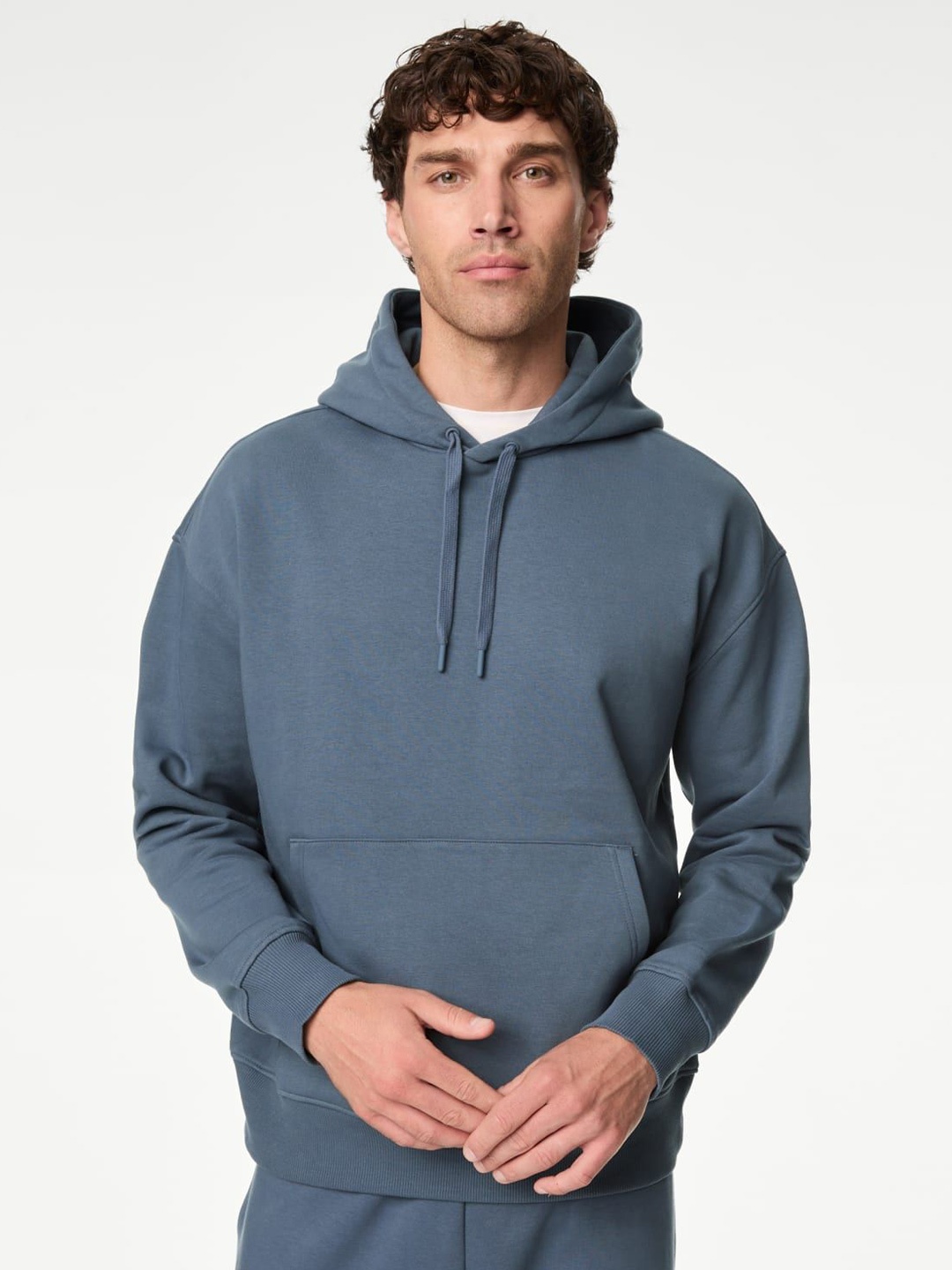 

Marks & Spencer Men Hooded Sweatshirt, Blue