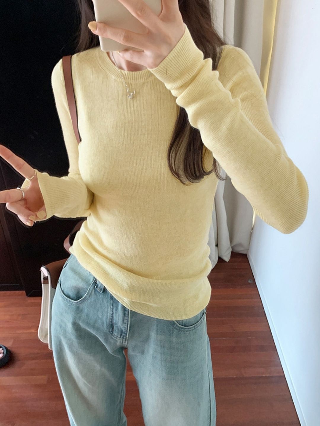 

HERE&NOW Women Round Neck Extended Sleeves Top, Yellow