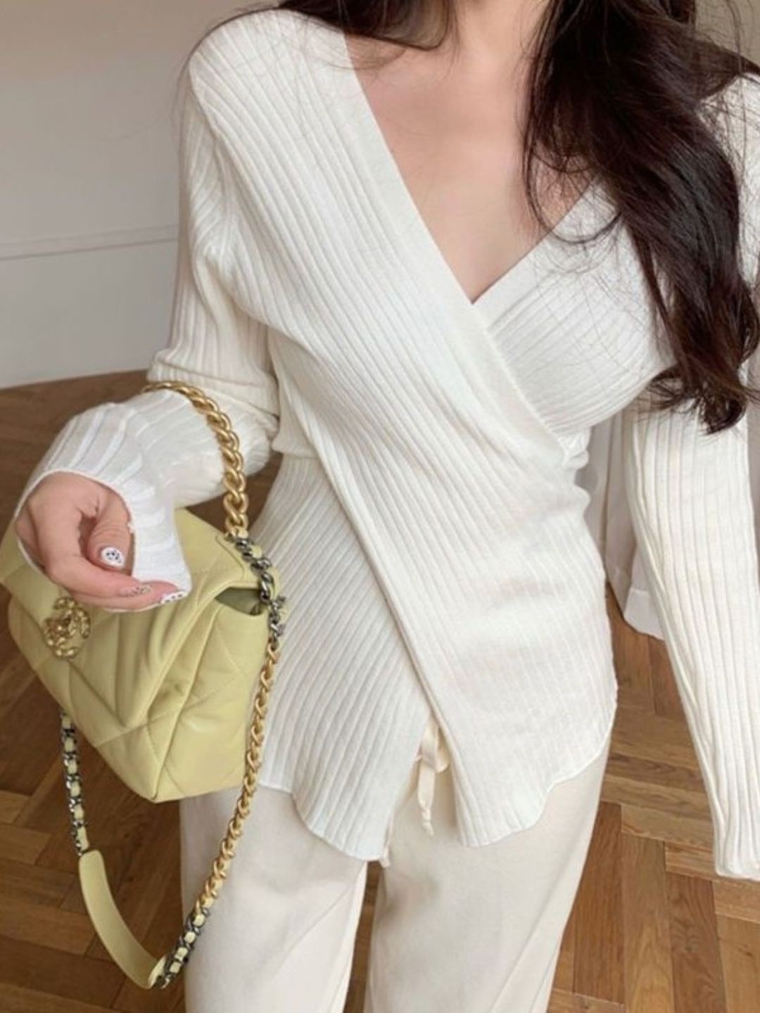

HERE&NOW Women Striped Wrap Top, White