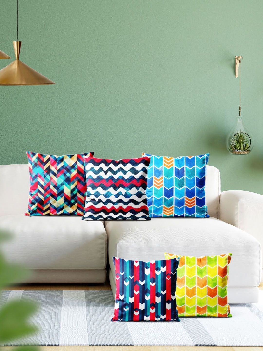 

ArtzFolio Multicoloured Set of 5 Velvet Square Cushion Covers, Multi