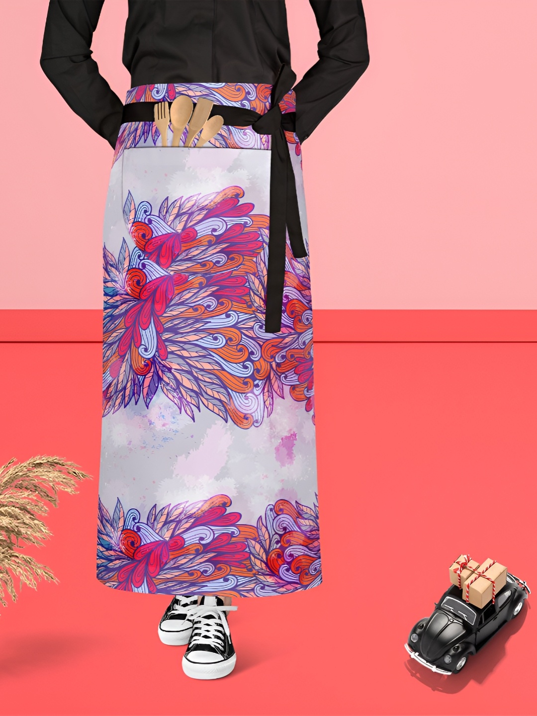 

ArtzFolio Purple & Pink Printed Cotton Aprons