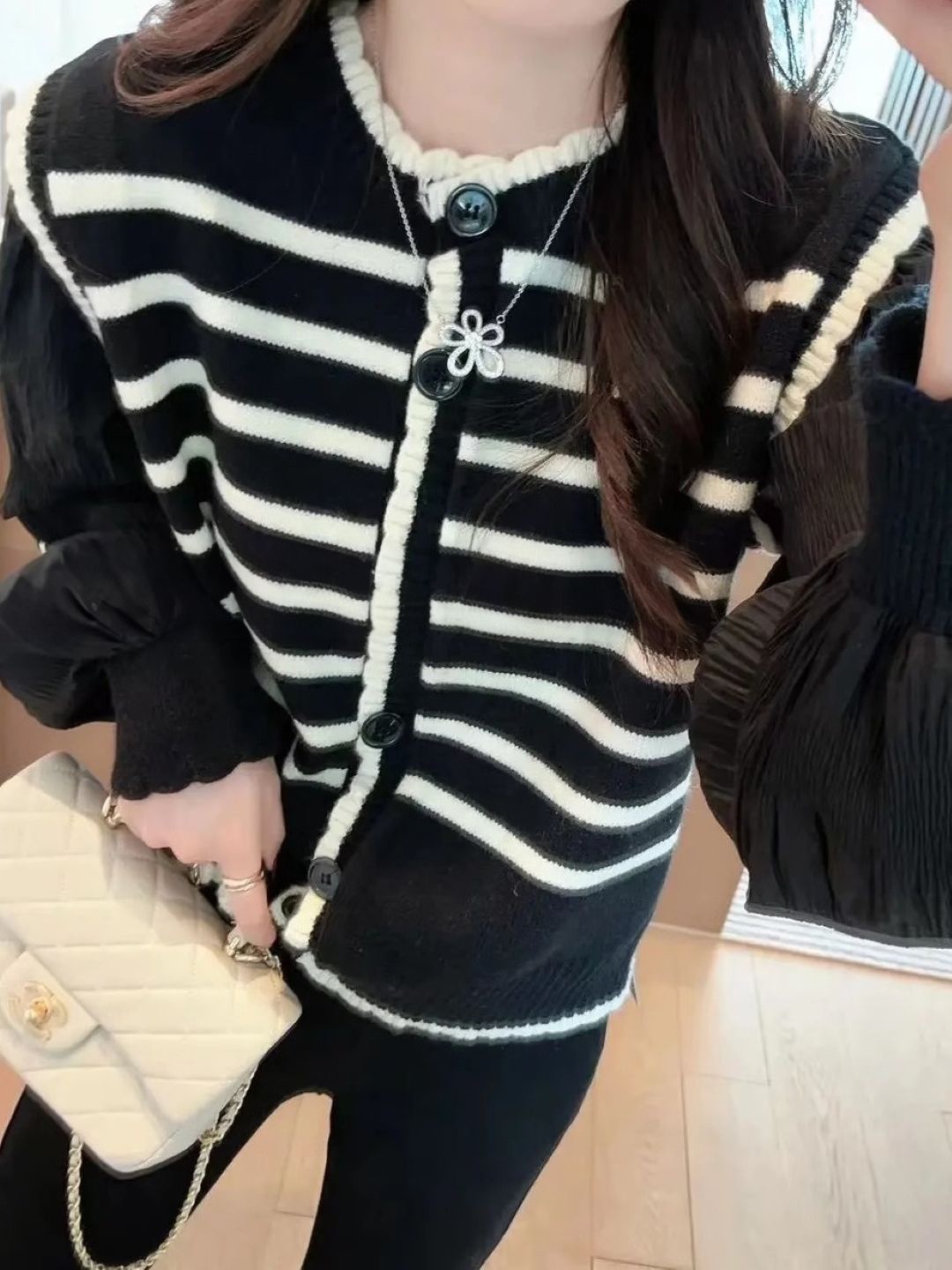 

HERE&NOW Women Striped Top, Black