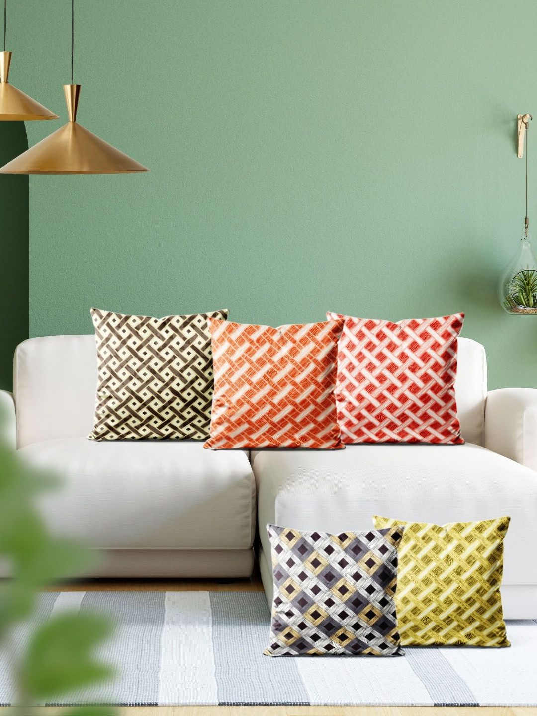 

ArtzFolio Multicoloured Set of 5 Velvet Square Cushion Covers, Multi