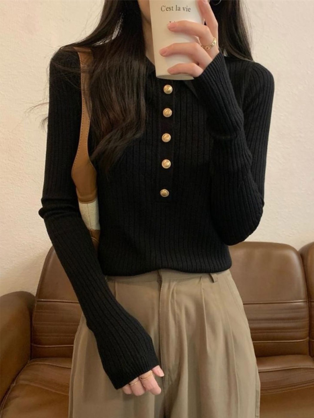 

HERE&NOW Women Vertical Stripes Striped Regular Top, Black