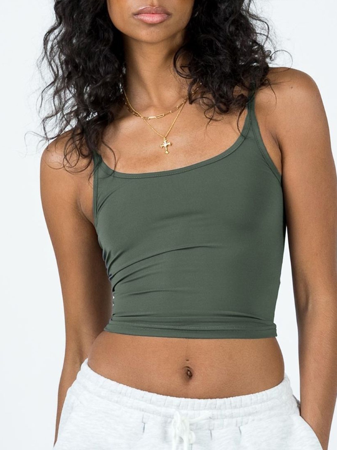 

KPOP Women Shoulder Straps Bralette Crop Top, Green