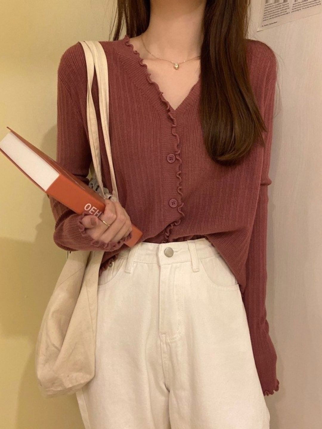 

HERE&NOW Women Extended Sleeves Top, Brown