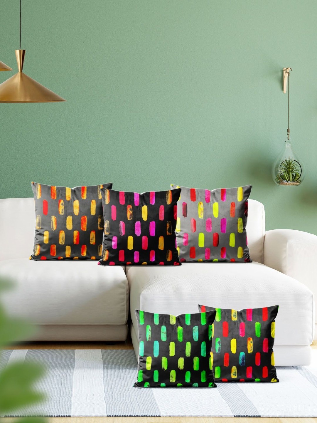 

ArtzFolio Multicoloured Set of 5 Velvet Square Cushion Covers, Multi