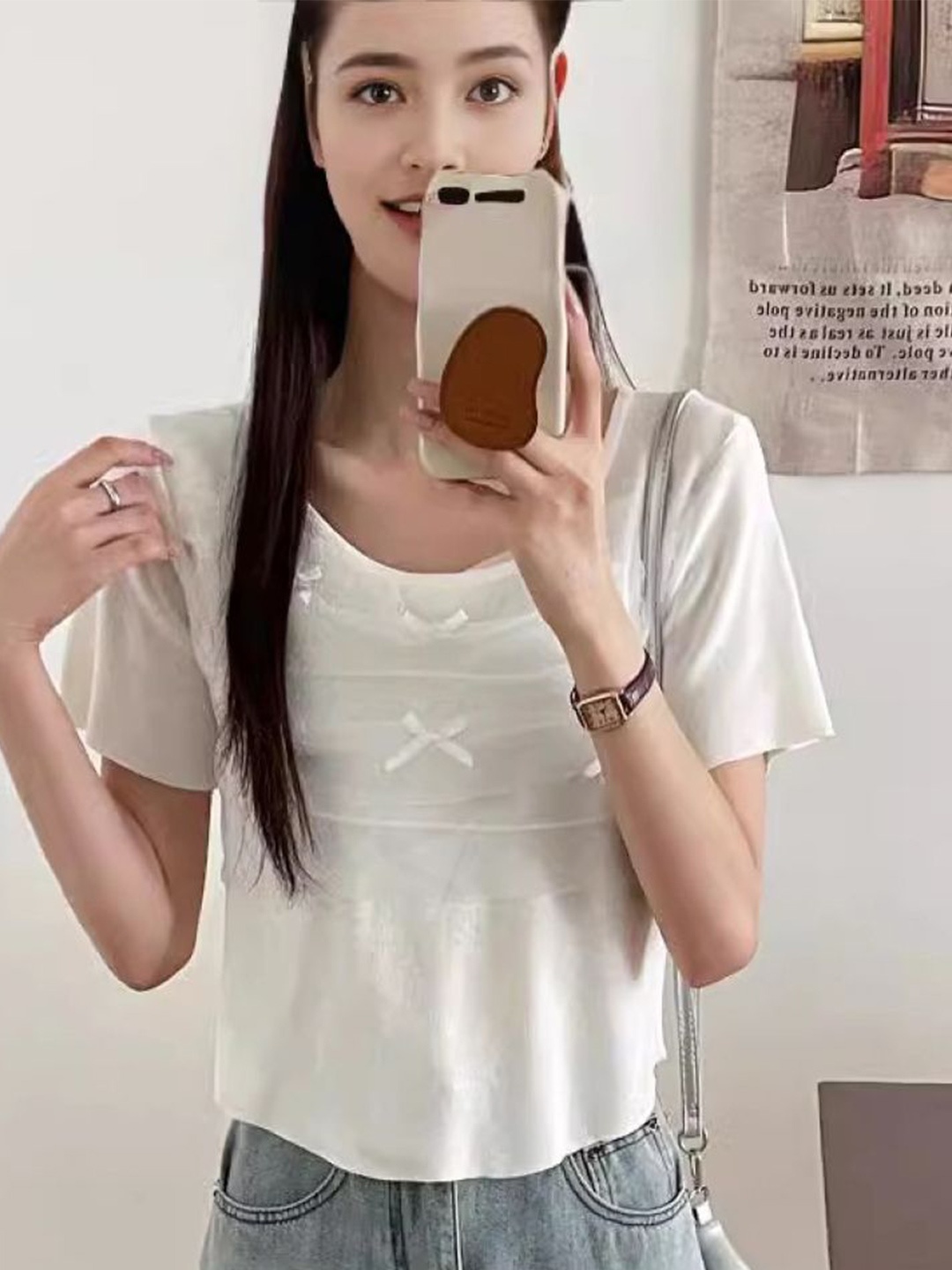 

KPOP Women Self Design Top, White