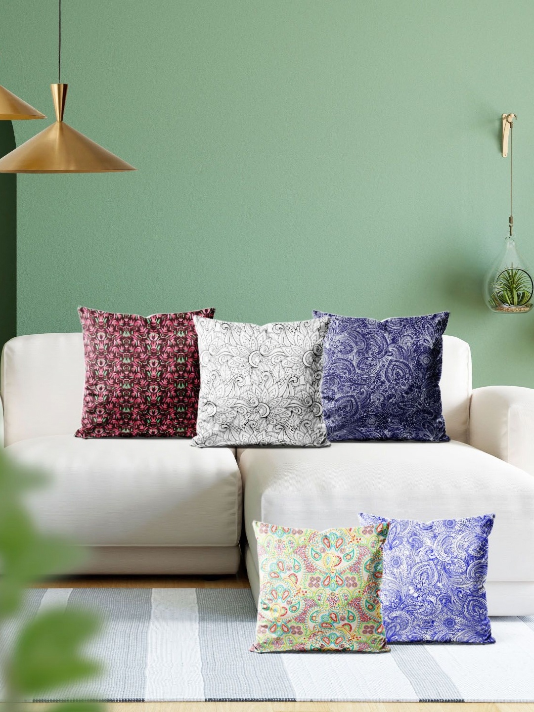

ArtzFolio Multicoloured Set of 5 Velvet Square Cushion Covers, Multi
