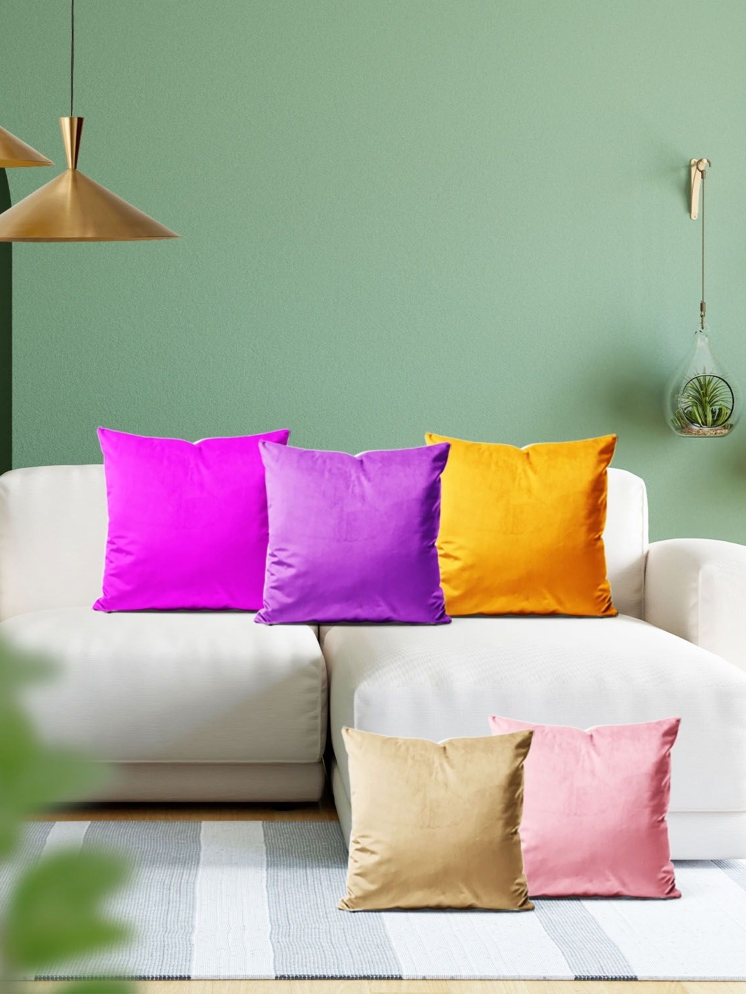 

ArtzFolio Multicoloured Set of 5 Velvet Square Cushion Covers, Multi