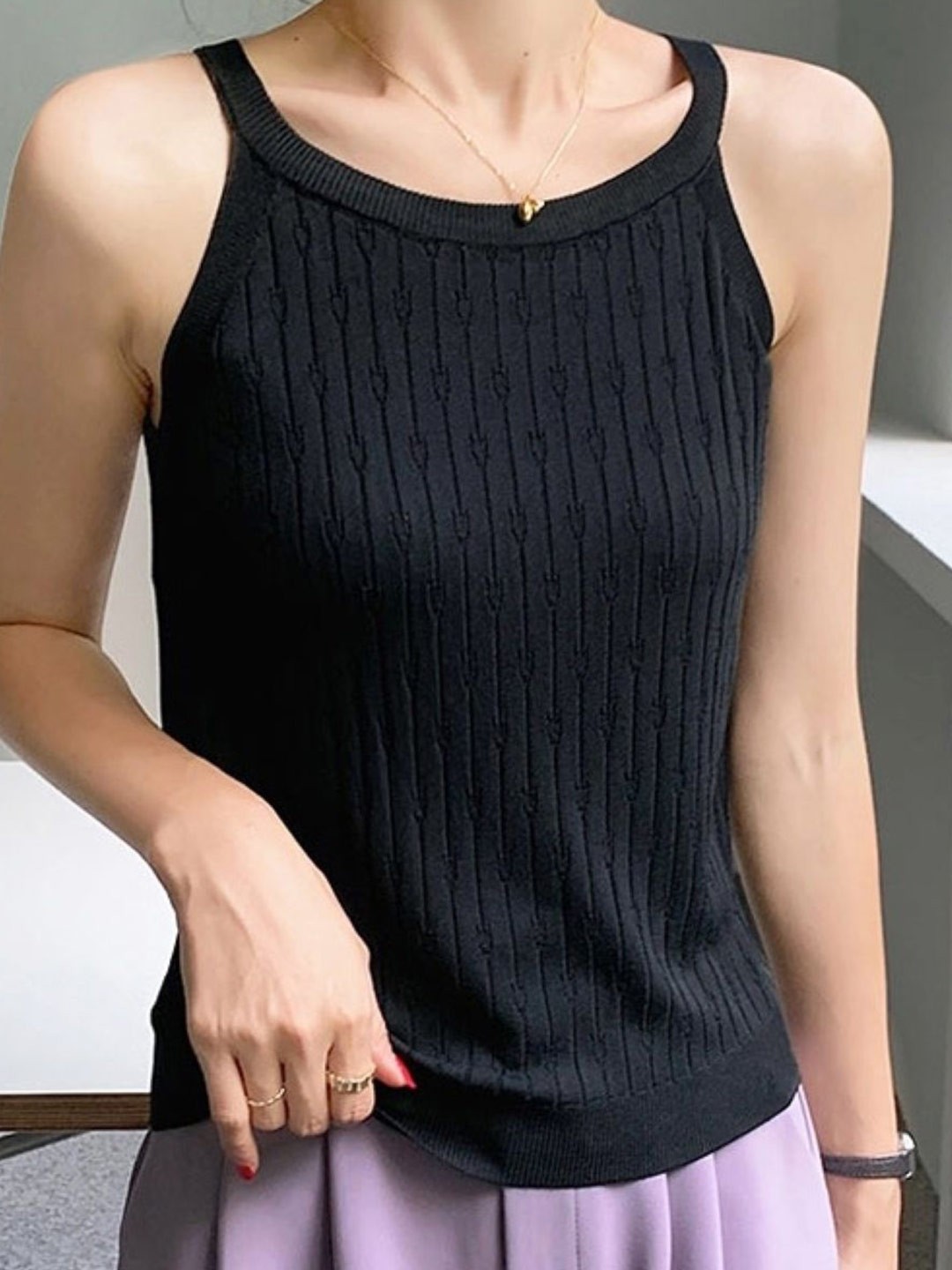 

KPOP Women Pure Cotton Top, Black