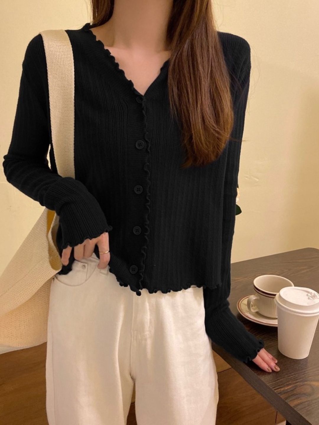 

StyleCast Women V-Neck Extended Sleeves Shirt Style Top, Black